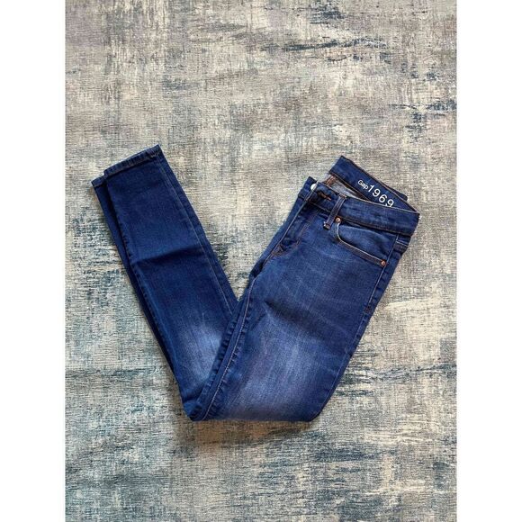Gap 1969 Faded Medium Blue Denim Leggings Jeggings 26R - Picture 1 of 8
